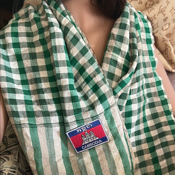 Cambodia Products Other - Unisex Cambodia Green and White Checkered Scarf.

Limited Edition